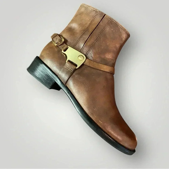 Ecco Leather Boots Round Toe Side Zip Block Heel Ankle Womens Size 37 - Picture 5 of 13